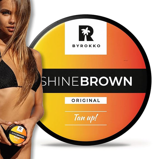 BYROKKO Shine Brown Tan Accelerator Cream 7.1 Fl Oz, Outdoor Sun or Indoor Tanning Oil or Tanning Bed Lotion, Fast Bronzer with Premium Natural Ingredients